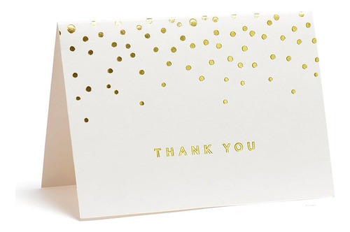 50 Tarjetas De Agradecimiento Puntos Dorados Incluye Sobres 0