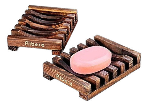 Jabonera Aitere Madera Natural 2 Uds. Accesorio De Baño 0