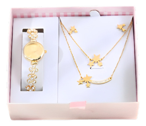 Set De Regalo Mujer 3p Reloj Caravanas Cadena Dije 0