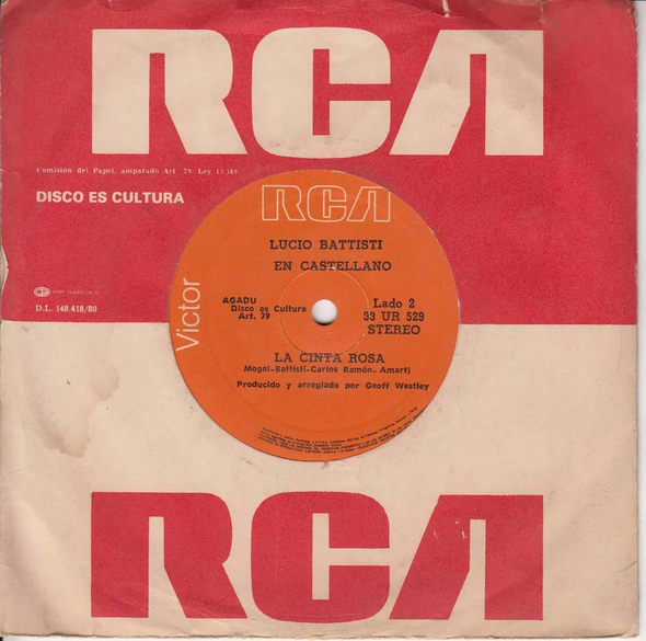 Lucio Battisti – “Una Triste Jornada” (Uruguay) 7" 33 RPM – Sung in Spanish – Used