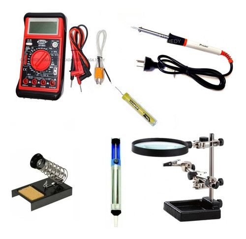 Kit Soporte Con Lupa 9cm 2x Pinzas Para Placas 6 Piezas 0