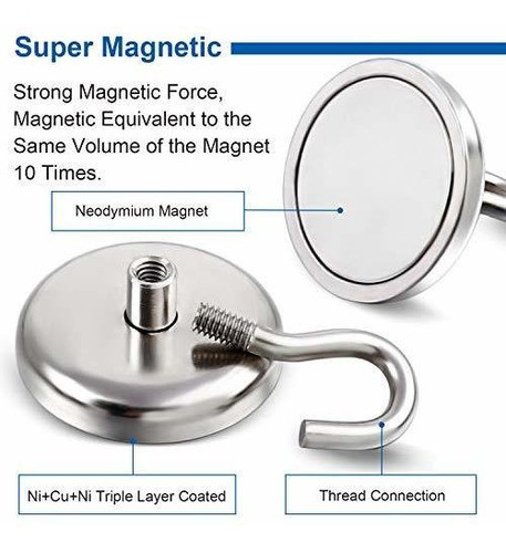 6 Ganchos Magneticos 32mm 5 Kgs (plateados) 1