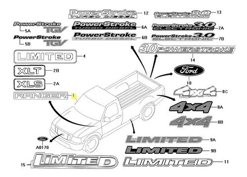 Insignia Lateral Ford Ranger 2004/2012 Original 1