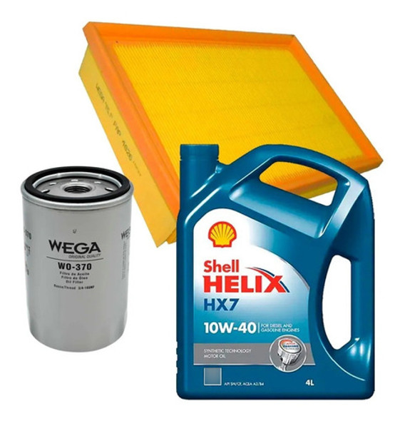 Kit Filtros Aire Y Aceite + 10w40 Shell Hx7 Vw Polo 1.6 04 0