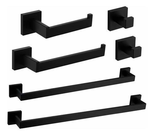 Set De 6 Accesorios Para Baño Negro Mate Velimax -88pfz38h 0
