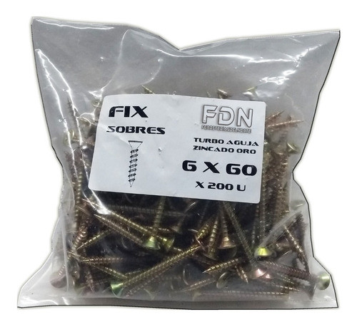 Tornillo Fix 6 X 60 - 5 Sobres X 200u - Dorados - Fdn 0