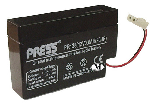 Bateria 12v 0,8a Plomo Calcio Gel Recargable Sellada 0