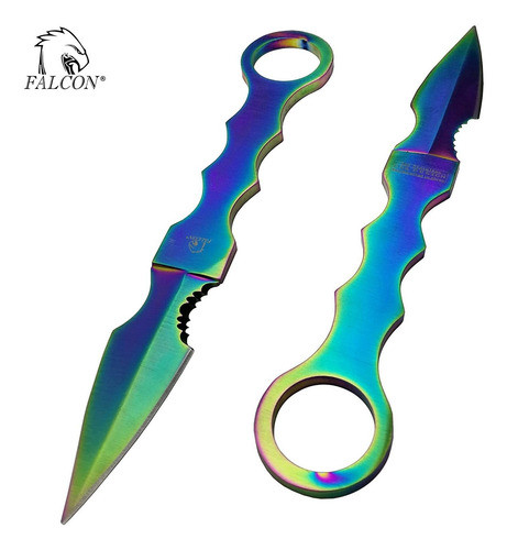 Cuchillo Daga Tactico Falcon Fix Blade Arco Iris 1