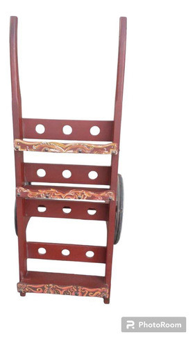 Carrito De Madera   Porta Botellas Y Vasos Retro 80s 0