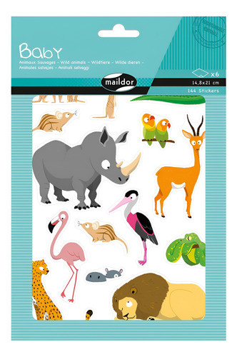 Stickers Adhesivos Pegotines Baby Wild Animal X 144 Maildor 0