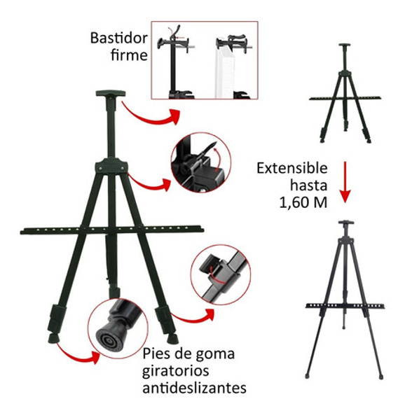 Kit Artistico Mas 12 Oleo + 12 Pinceles + Atril +bastidor 1