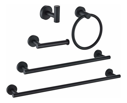 Set De 5 Accesorios Para Baño Negro Mate Marmolux Acc -894h 0