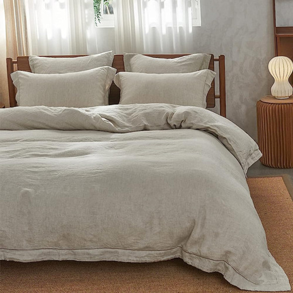 ~? Simple&opulence 100% Linen Duvet Cover Set Con Borde Bord 0