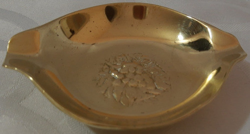 Cenicero Bronce Macizo Lustrado A Espejo Impecable 1