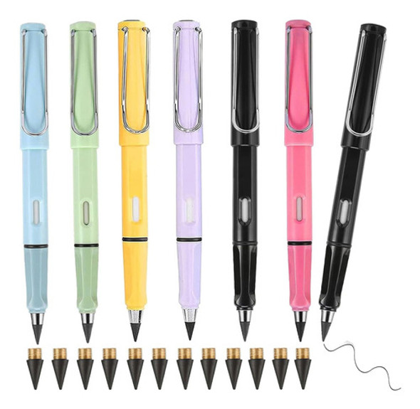 Lopenle 6pcs Eternal Pencils Inkless Pen Con 12pcs Recargas 0