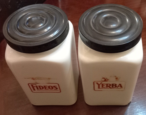 Antiguos Frascos De Vidrio Yerba Fideos Estilo Campo 1