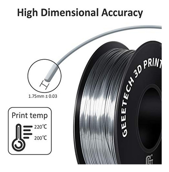 Filamento Pla 1.75mm Plata De Seda, Filamento De Impresora 3 1