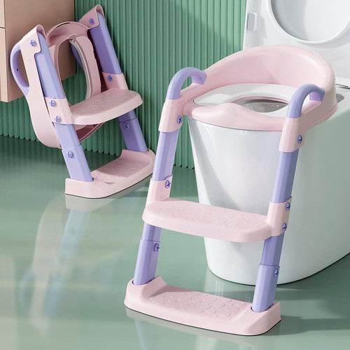 Asiento De Inodoro Plegable Para Niños Con Escalera De 3 En 1