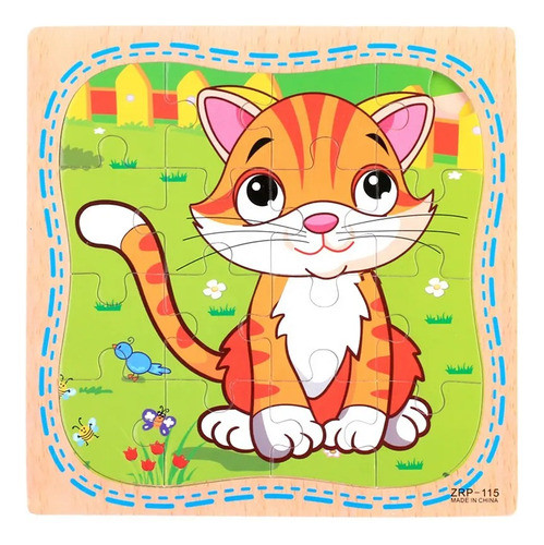 Pack X5 Rompecabezas De Madera 16 Piezas C/u Didáctico 1