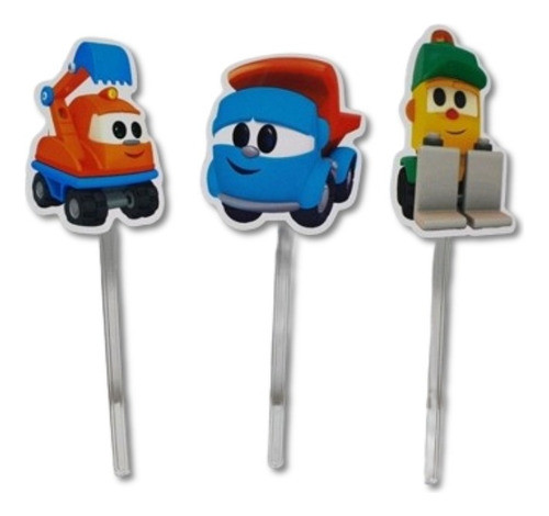 Pack X15 Toppers Para Cupcakes Muffins Leo El Pequeño Camión 0