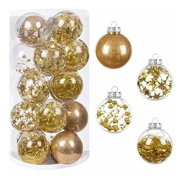 Bolas Para Arbol De Navidad  Relleno Dorado Pack X 24u.x 7cm 0