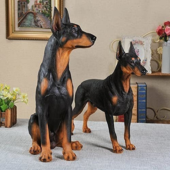 Cllx Adornos De Jardin, Estatua De Perro Doberman Realista, 1