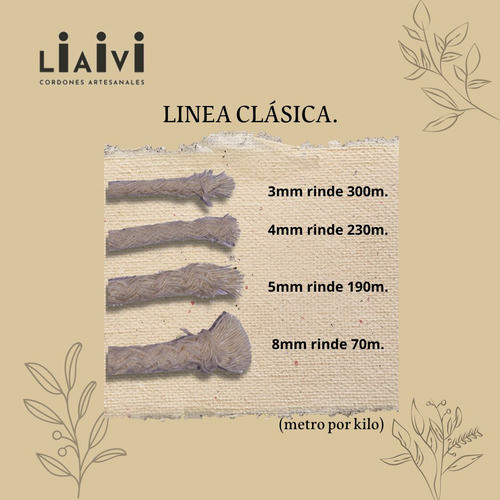 Cordón De Algodón Relleno 4mm - Clásico 230mts. 1kg Crudo 1