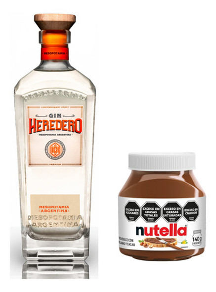 Gin Heredero Handcrafted Premium + Pote Nutella 140gr 0