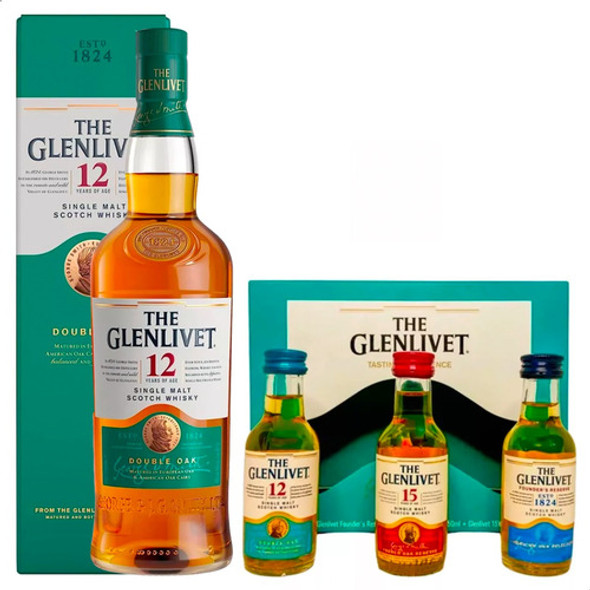 Whisky Glenlivet 12 Años Single Malt + Mix Miniaturas Combo 0