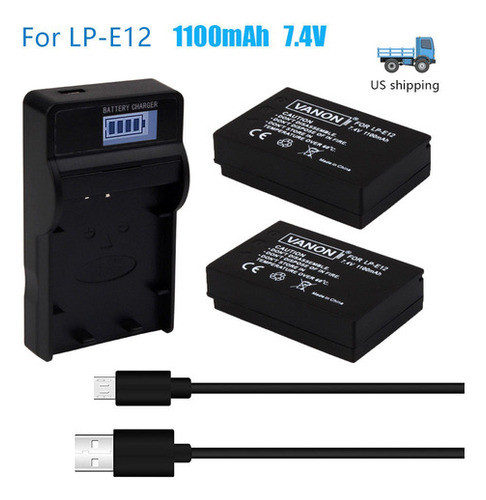 Lp-e12 Led De Batería + Cargador Para Canon Rebel Lpe12 Ion 1