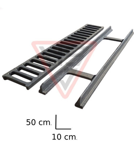 Rejilla Perimetral  Fundición Hierro Con Marco 10x50 Cm 0