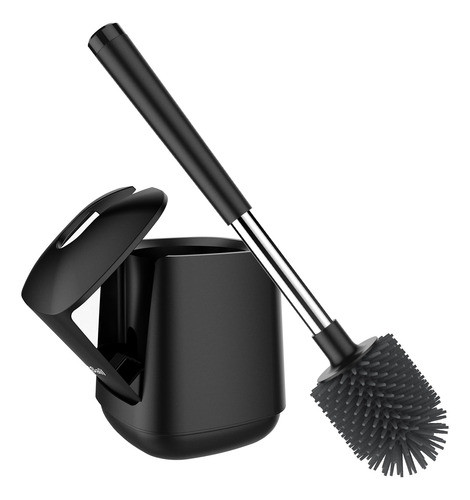 Escobilla Para Inodoro De Silicona Con Base  Set Negro 1