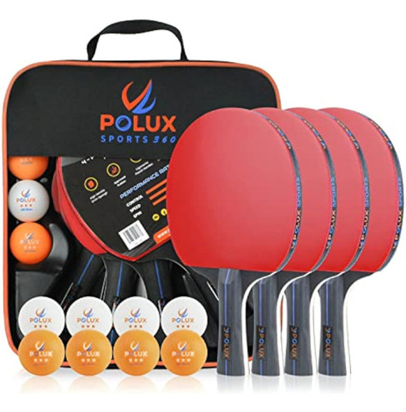 Juego De 4 Palas De Ping Pong, 8 Pelotas Y 1 Funda 0