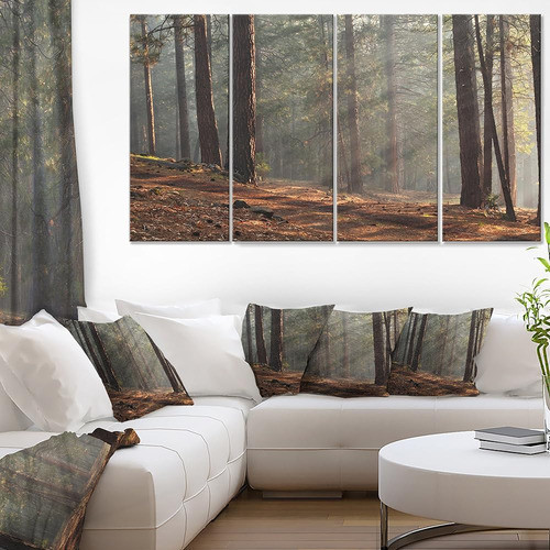 Designart Rayos De Sol En Denso Bosque-paisaje Foto Lienzo I 0