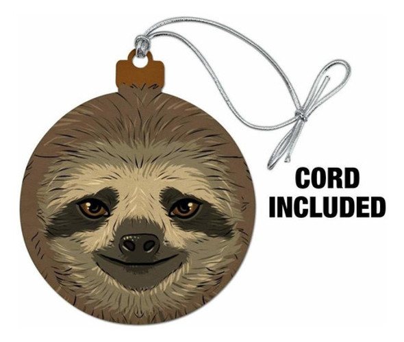 Graphics & More Lindo Perezoso Cara Madera Rbol De Navidad O 1