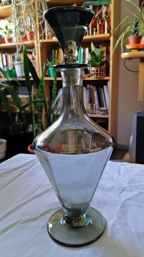 Antiguo Botellon Cristal Facetado Gris 34 Cms. 0