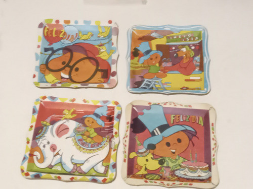 Cumpleaños Decoracion 4 Platos Cotillon Hijitus - Anteojito 0