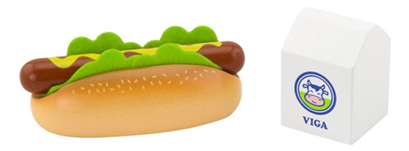 Set Comida En Madera Hot Dog Y Leche Viga Adeleste 1