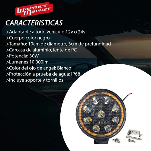 Faro Led Auxiliar Cree Led Ojo De Angel Auto Moto Jeep 4x4 1