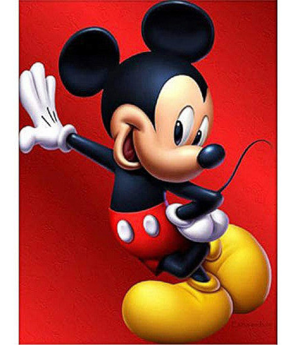 Pintura Por Diamante Mickey Fondo Rojo 30x40cm  Kit Completo 0