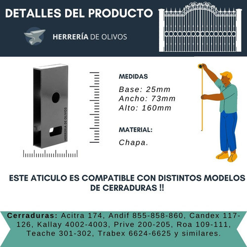 Caja De Cerradura Para Puerta De Reja. Caja Chapa De Hierro 1