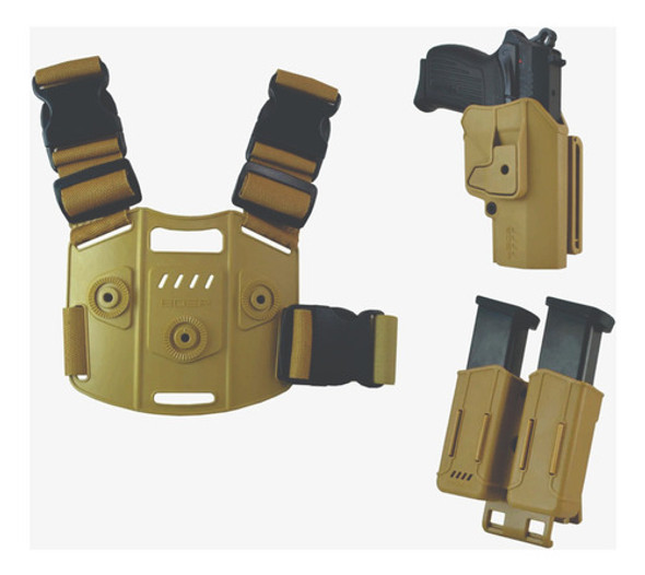 Kit Boer Pistolera + Muslera + Portacargador Doble Tprc 1