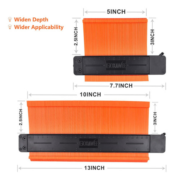 Medidor De Perfiles Irregulares Ajustable, 13 Y 25 Cm 1