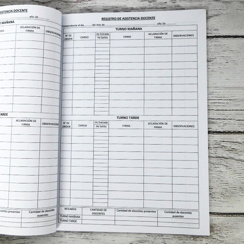 Libro De Firma Del Personal Por Turno Pack X 5 1