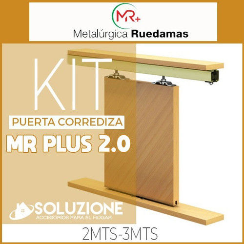 Kit Puerta Corrediza 2 Mts Hierro Pintado Mr Plus Mueble 2mt 1