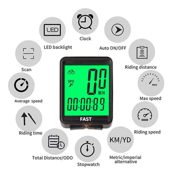 Velocímetro Bicicleta Computadora Inalámbrico 12 Funciones 1