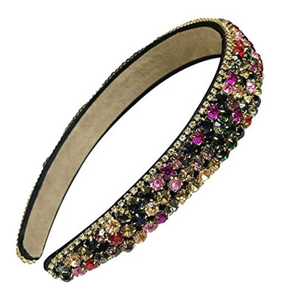 Diadema Lateral Ancha De Cristal De Diamantes De Imitacion 0