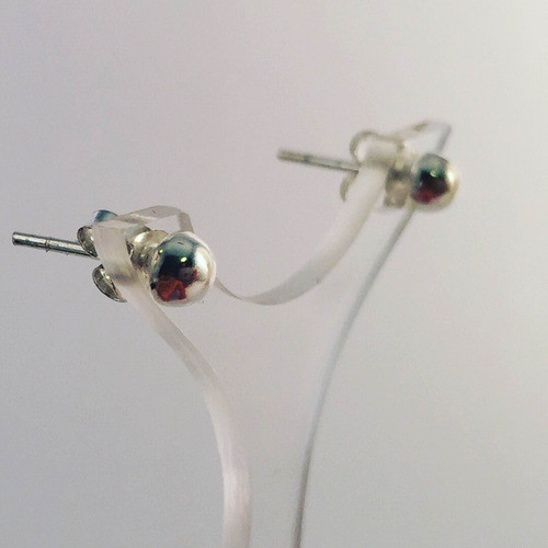 Caravanas Media Bola En Plata 925 De 0,4 Cm De Diámetro 0