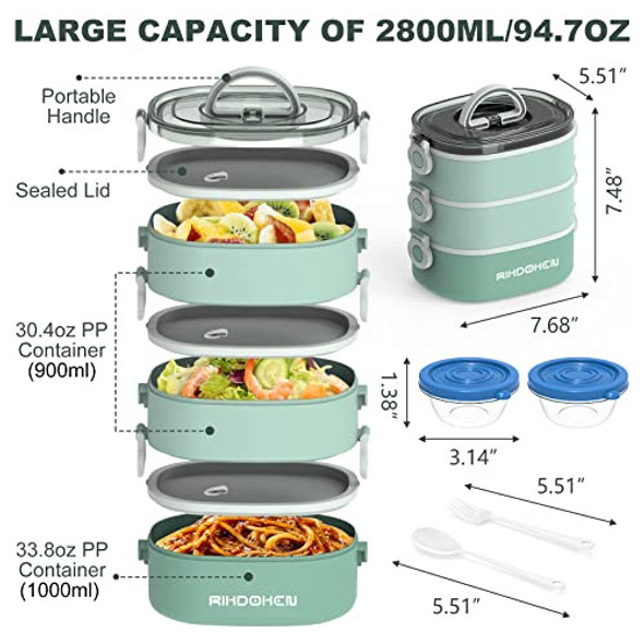 Fiambrera Apilable De 3 Capas, Portatil A Prueba De Fugas 1