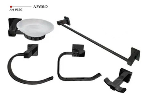 Kit Accesorios De Baño Mozart 9320 5 Piezas Negro Cuadrado 1